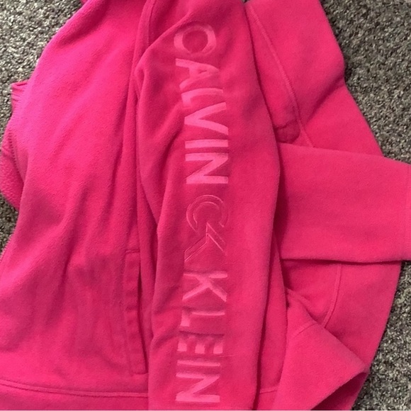 CALVIN KLEIN Performance Fleece 1X Zip Up Coat Pink Jacket Plus Size Logo Sleeve - Picture 7 of 7